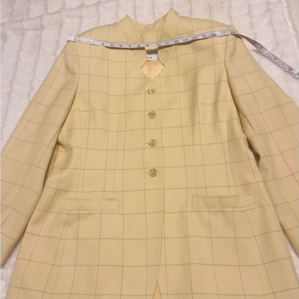 Albert Nipon  women’s  casual Pale Yellow Windowpane Blazer 40% wool - Picture 7 of 12